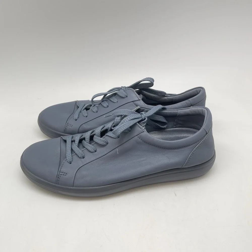 Ecco Soft 7 Mono 2.0 Sneakers Womens 10 Blue Leather Lace Up Casual Comfort Shoe